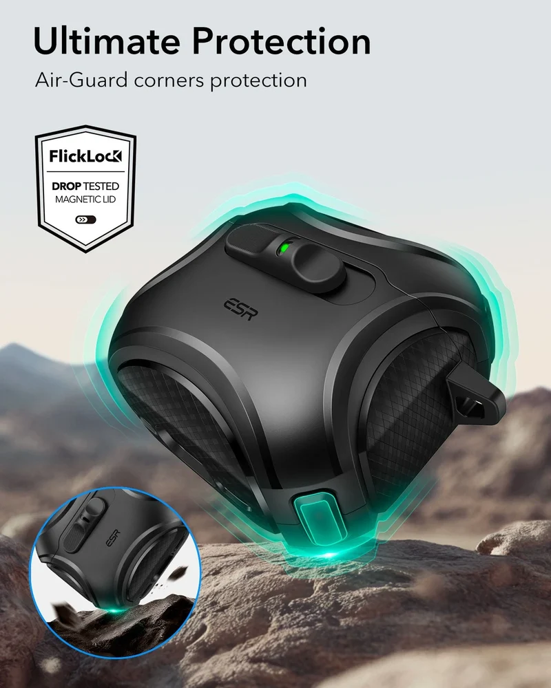 AirPods 5 Cyber FlickLock Magnetic Case - Black