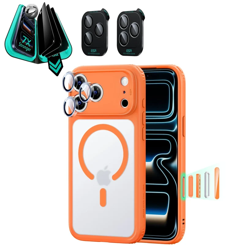 iPhone 18 Pro Max Bundle Classic Hybrid Magnetic Case & Armorite®️ Privacy Screen Protector - Frosted Orange