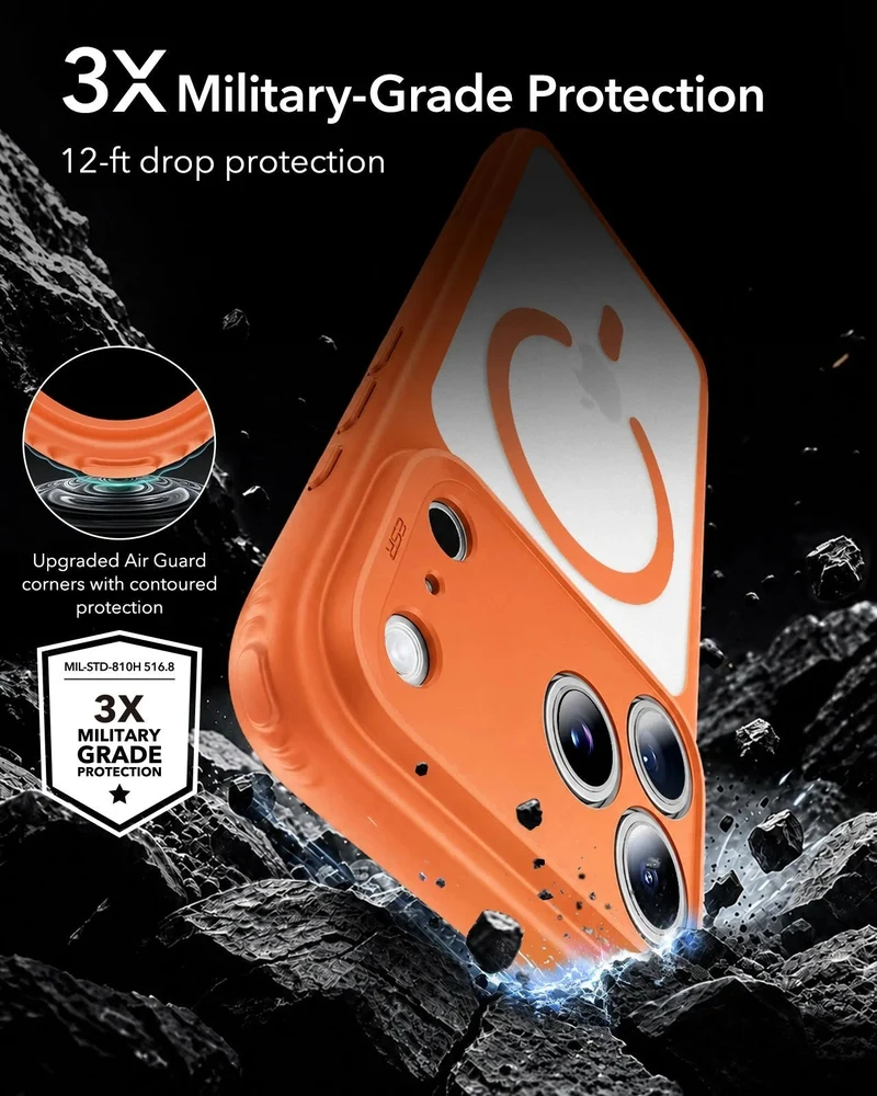 iPhone 18 Pro Max Bundle Classic Hybrid Magnetic Case & Armorite®️ Privacy Screen Protector - Frosted Orange