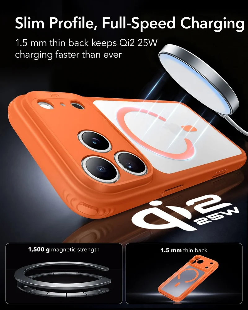 iPhone 18 Pro Max Bundle Classic Hybrid Magnetic Case & Armorite®️ Privacy Screen Protector - Frosted Orange