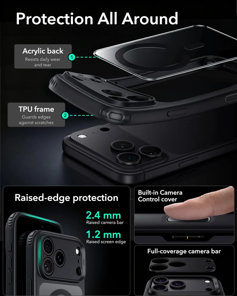 iPhone 18 Pro Max Bundle Classic Hybrid Magnetic Case & Armorite®️ Privacy Screen Protector - Clear Black