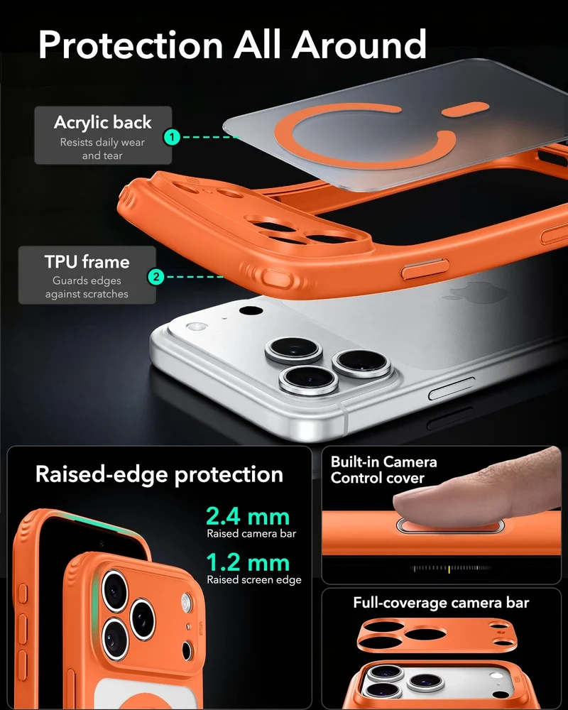 iPhone 18 Pro Bundle Classic Hybrid Magnetic Case & Armorite®️ Privacy Screen Protector - Frosted Orange