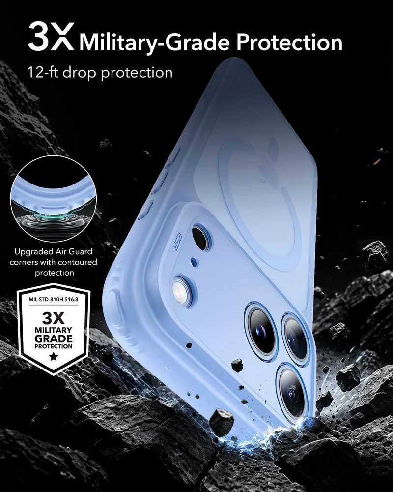 iPhone 18 Pro Bundle Classic Hybrid Magnetic Case & Armorite®️ Screen Protector - Frosted Misty Blue