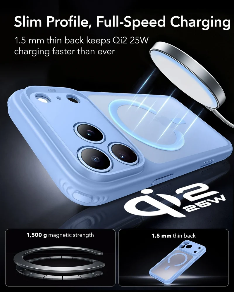 iPhone 18 Pro Bundle Classic Hybrid Magnetic Case & Armorite®️ Screen Protector - Frosted Misty Blue