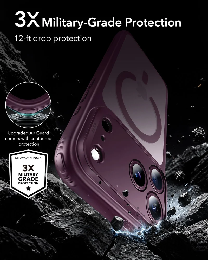 iPhone 18 Pro Classic Hybrid Magnetic Case with Camera Control - Frosted Deep Burgundy