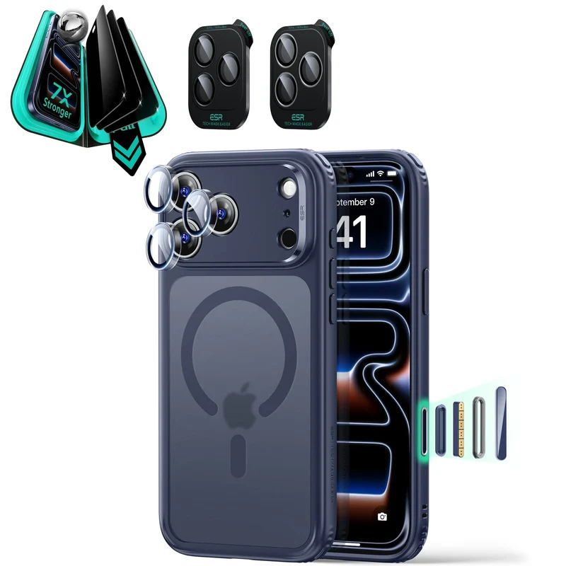 iPhone 18 Pro Bundle Classic Hybrid Magnetic Case & Armorite®️ Privacy Screen Protector - Frosted Blue