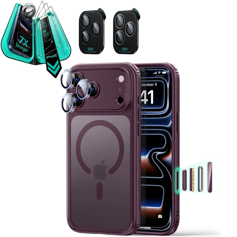 iPhone 18 Pro Max Bundle Classic Hybrid Magnetic Case & Armorite®️ Screen Protector - Frosted Deep Burgundy