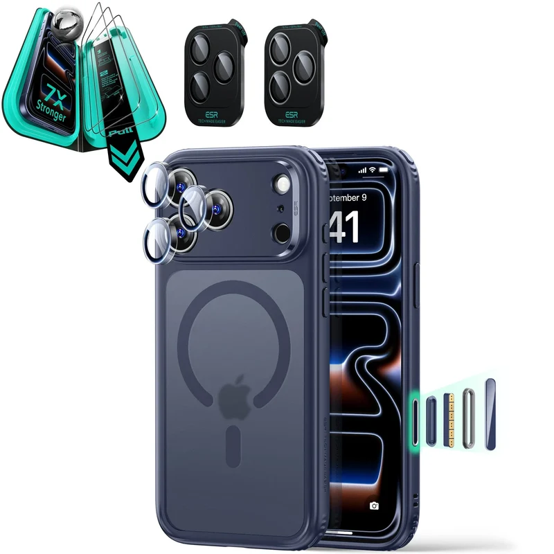 iPhone 18 Pro Max Bundle Classic Hybrid Magnetic Case & Armorite®️ Screen Protector - Frosted Blue
