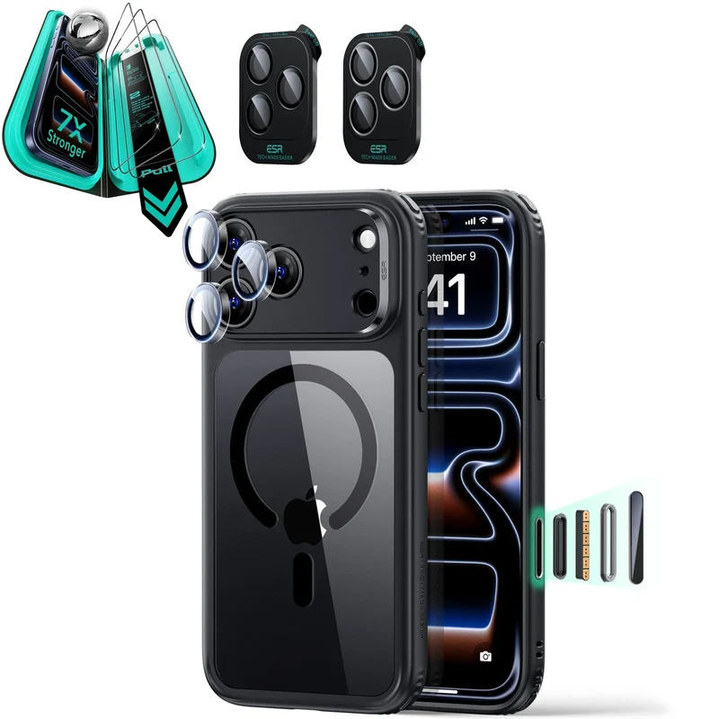 iPhone 18 Pro Bundle Classic Hybrid Magnetic Case & Armorite®️ Screen Protector - Clear Black