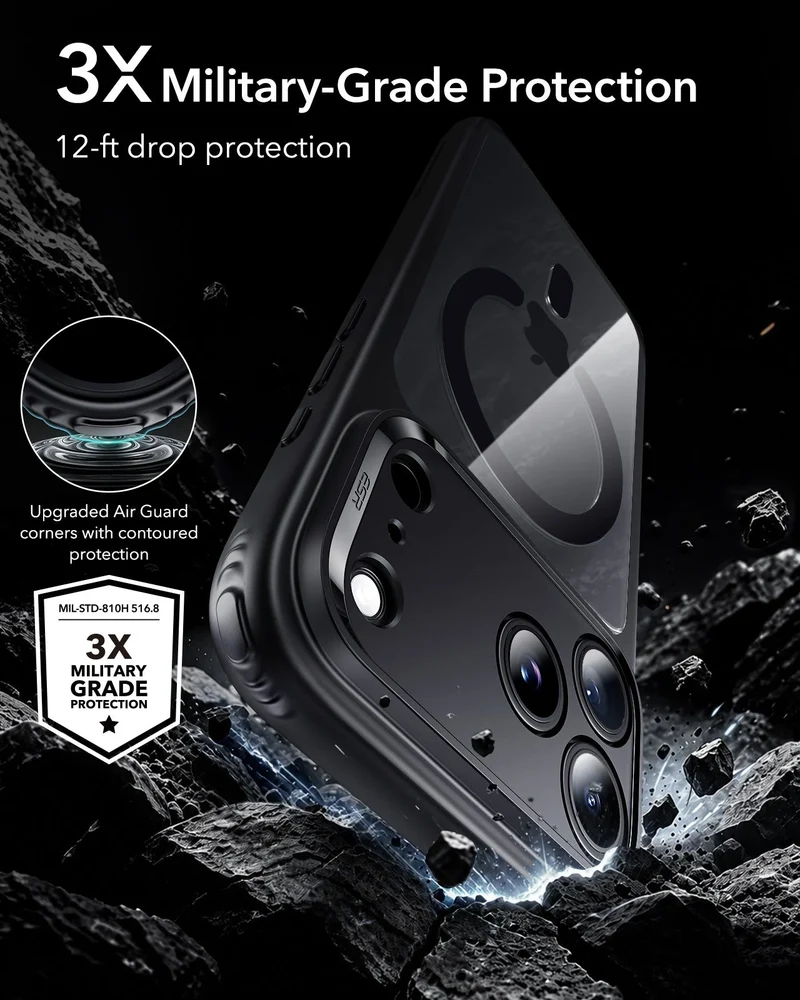 iPhone 18 Pro Bundle Classic Hybrid Magnetic Case & Armorite®️ Screen Protector - Clear Black