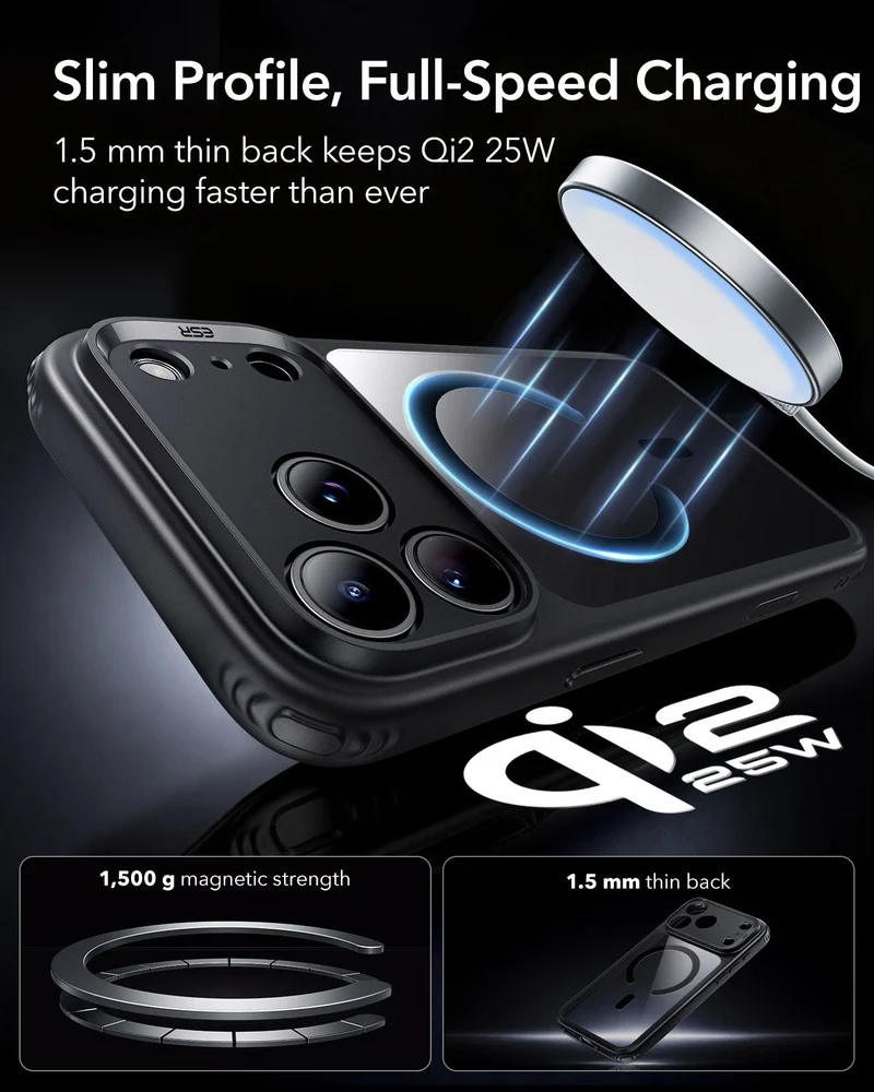 iPhone 18 Pro Bundle Classic Hybrid Magnetic Case & Armorite®️ Screen Protector - Clear Black