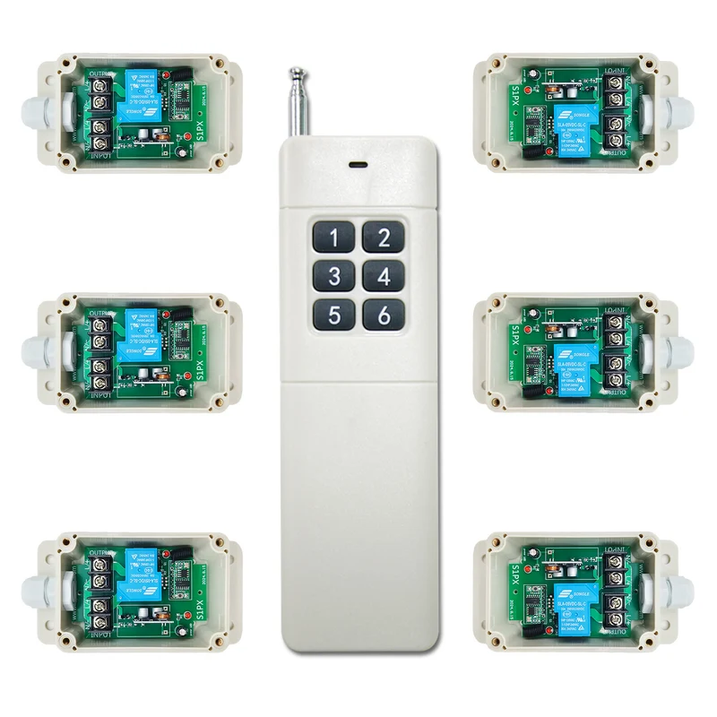 Six CC 30A Étanche Interrupteur Sans Fil avec Un 6 Bouton Télécommande (Modèle: 0020734)