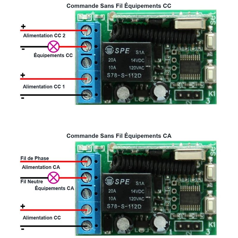1 Canal 6V 9V 12V 24V Kit Télécommande Sans Fil Avec Fonction Retard (Modèle: 0020011)