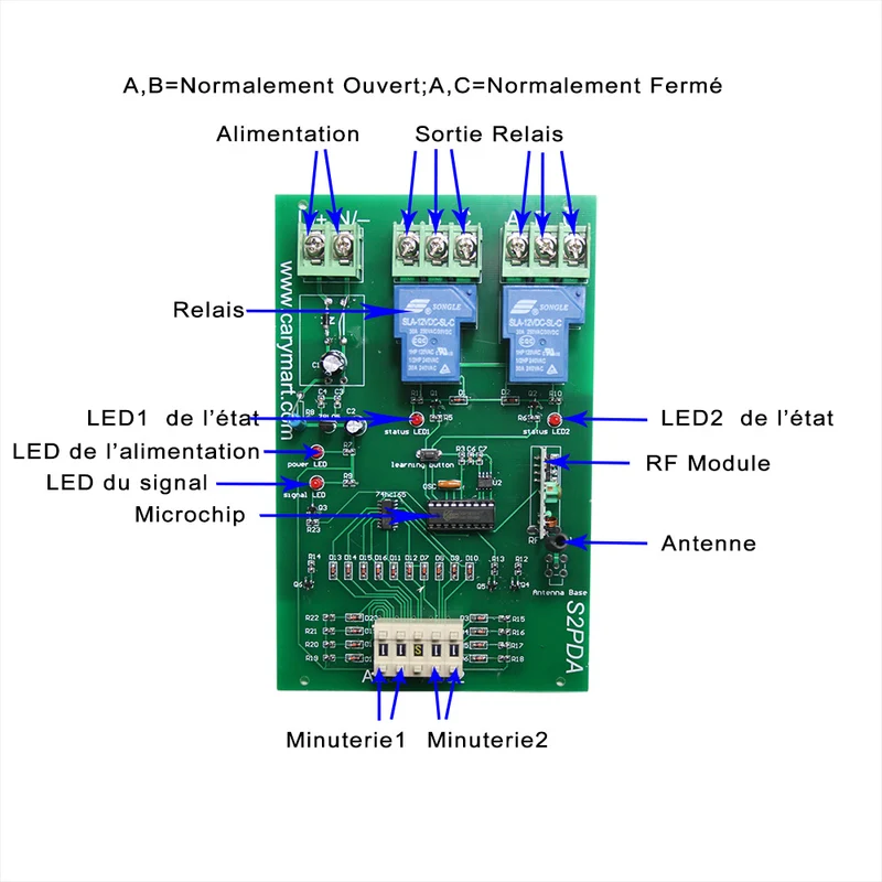 2 Canaux 12V 30A Retard Interrupteur Sans Fil Avec Télécommande (Modèle: 0020659)