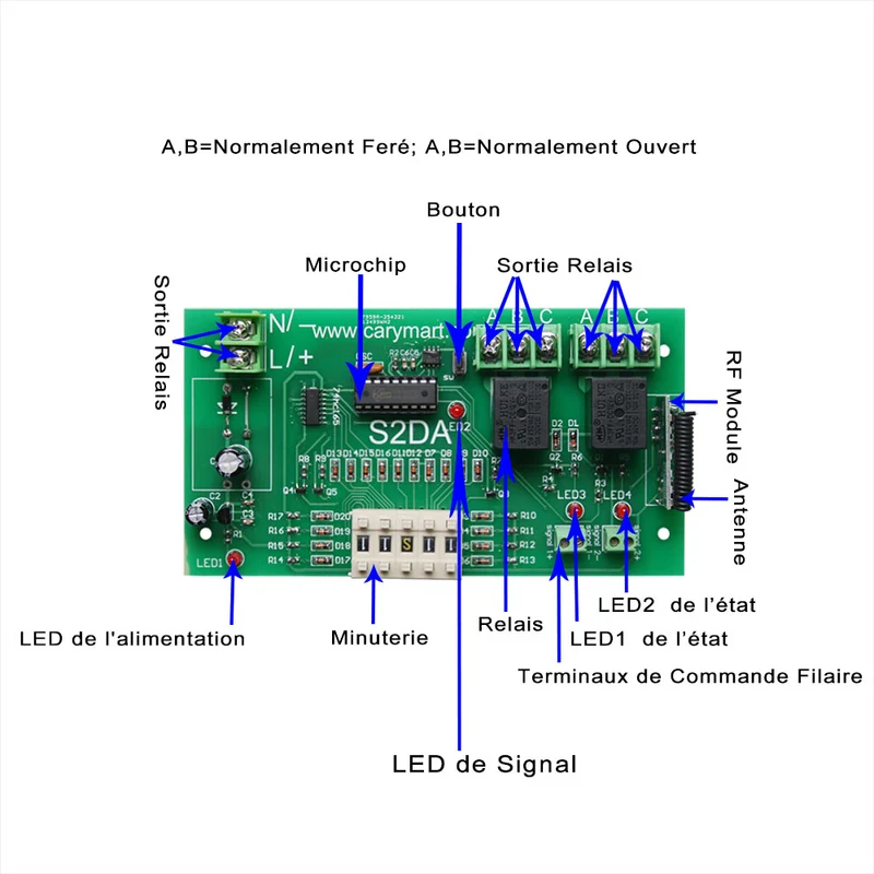 12V 10A 2 Voies Retard Kit Interrupteur Sans Fil Avec Télécommande (Modèle: 0020320)