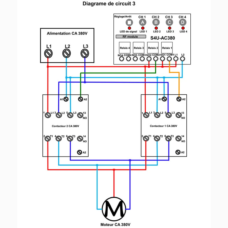 4 Canaux 10A Récepteur Sans Fil 75~400V CA Interrupteur Radio (Modèle: 0020700)