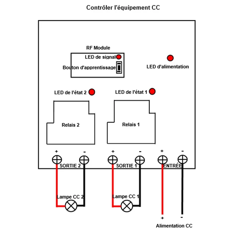 2 Voies CC 10~80V 30A Kit Interrupteur Télécommande Sans Fil 2 km (Modèle: 0020514)