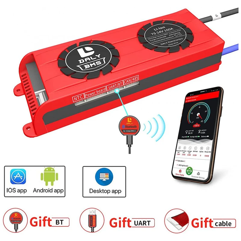 Daly Smart Bms Li-ion 7S 24V 100A Bluetooth with Fan 3365184