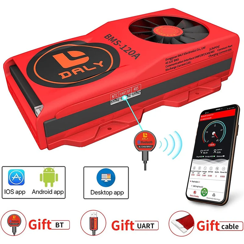 Daly Smart Bms Lifepo 4S 12V 120A FAN Bluetooth BMS Board 50120209