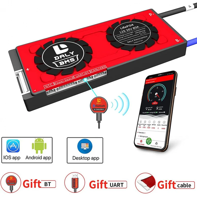 Daly Smart Lifepo4 Bms 12S 36V 80A Bluetooth 19 66 150