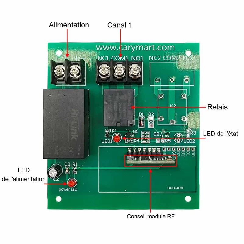 230V Interrupteur Sans Fil Récepteur RF 1 Canal 10A Relais Sortie (Modèle: 0020466)