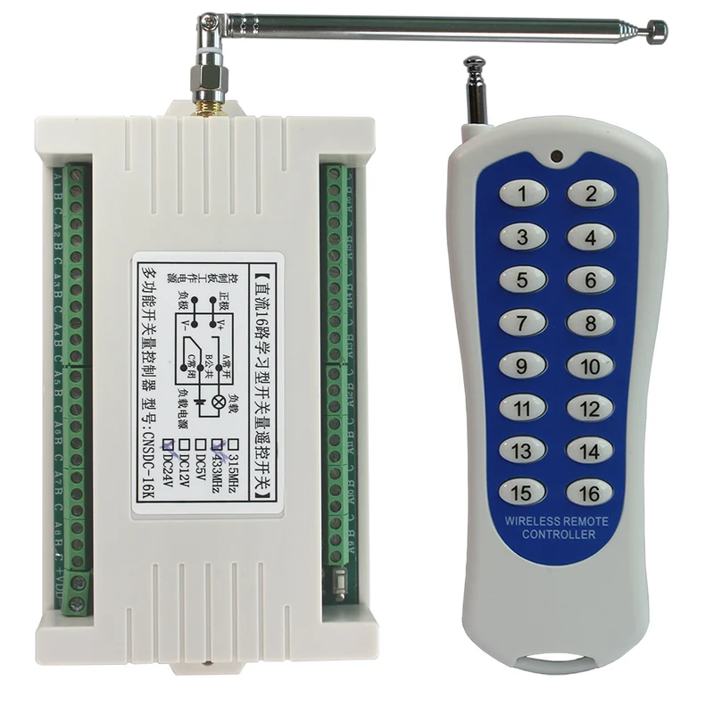 16 Canaux 12V 24V 500 Mètres Kit Interrupteur Sans Fil avec Télécommande (Modèle: 0020089)