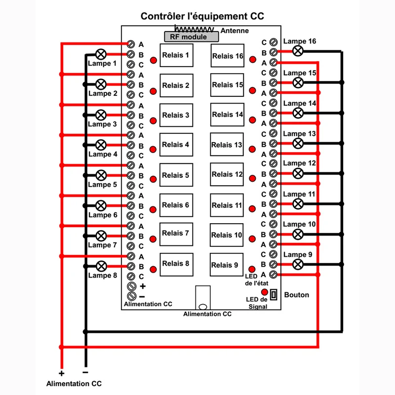 16 Canaux 12V 24V 500 Mètres Kit Interrupteur Sans Fil avec Télécommande (Modèle: 0020089)