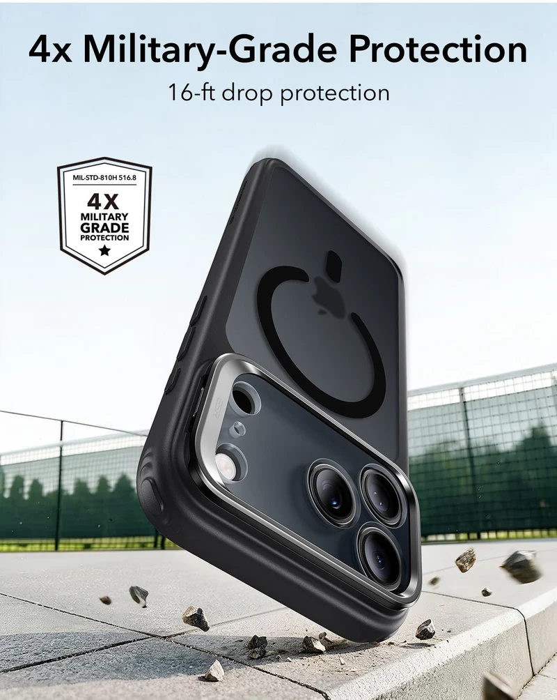 iPhone 18 Pro Max Bundle Classic Hybrid Magnetic Case with Camera Control and Flex Stand, Plus Armorite® Pro Screen Protector - Frosted Black