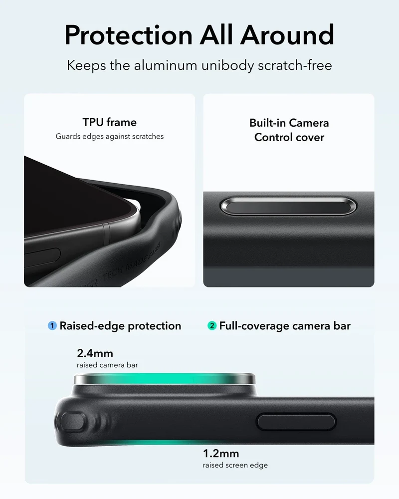 iPhone 18 Pro Max Bundle Classic Hybrid Magnetic Case with Camera Control and Flex Stand, Plus Armorite® Pro Screen Protector - Frosted Black