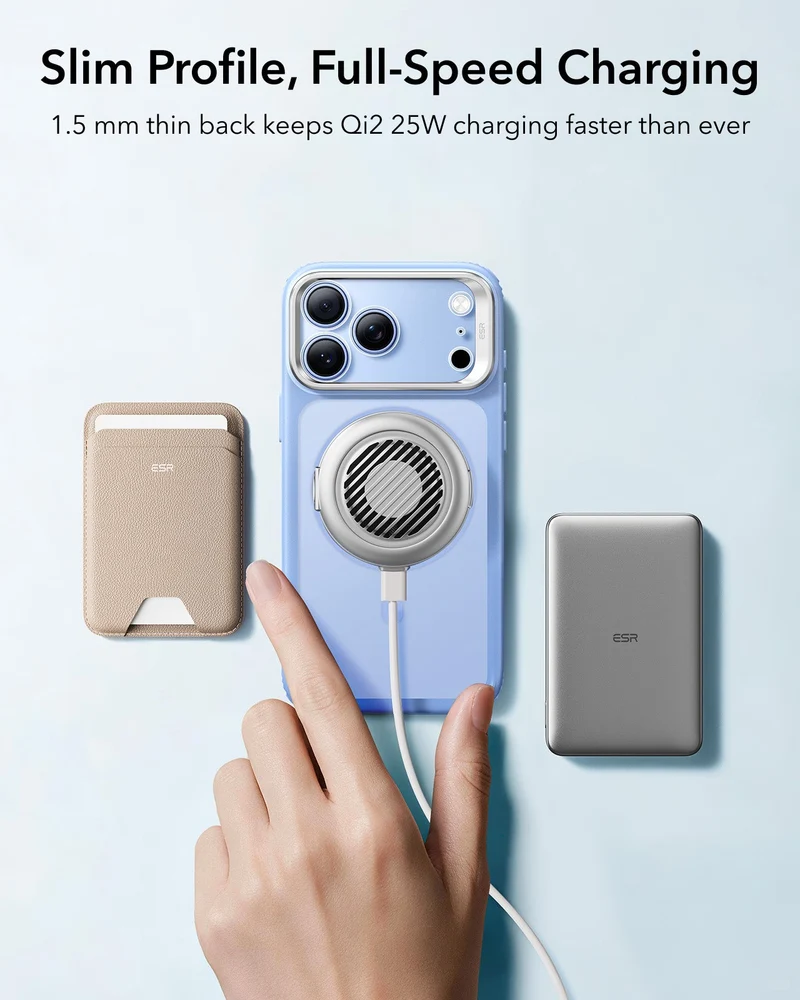 iPhone 18 Pro Bundle Classic Hybrid Magnetic Case with Camera Control and Flex Stand, Plus Armorite® Pro Privacy Screen Protector - Frosted Misty Blue