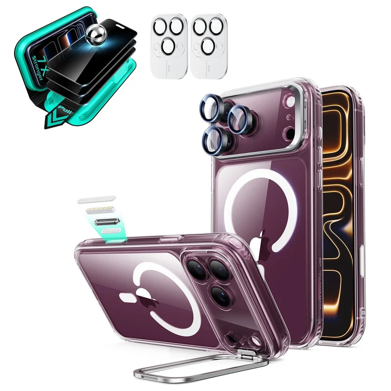 iPhone 18 Pro Bundle Classic Hybrid Magnetic Case with Camera Control and Flex Stand, Plus Armorite®️ Privacy Screen Protector - Clear