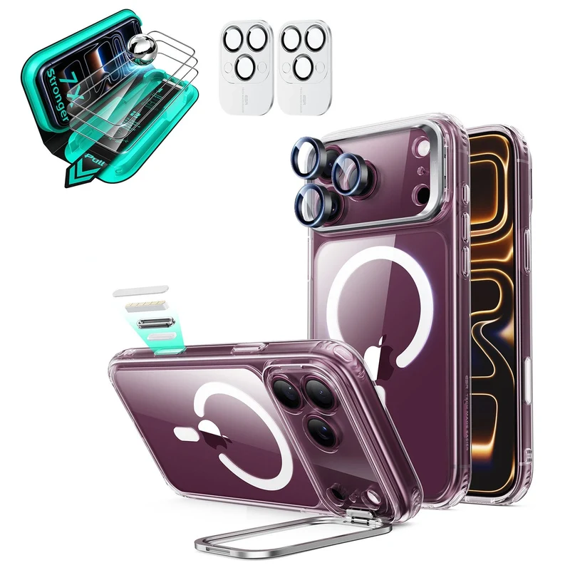 iPhone 18 Pro Bundle Classic Hybrid Magnetic Case with Camera Control and Flex Stand, Plus Armorite®️ Screen Protector - Clear