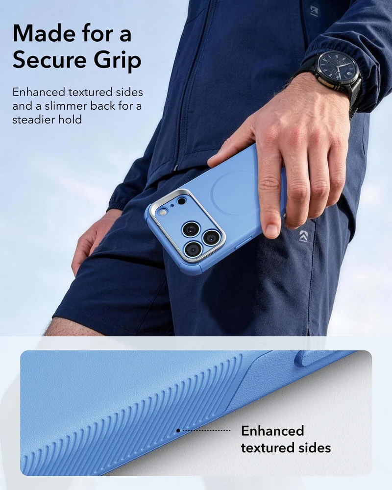 iPhone 18 Pro Bundle Cyber Tough Magnetic Case with Camera Control and Flex Stand, Plus Armorite®️ Pro Privacy Screen Protector - Misty Blue