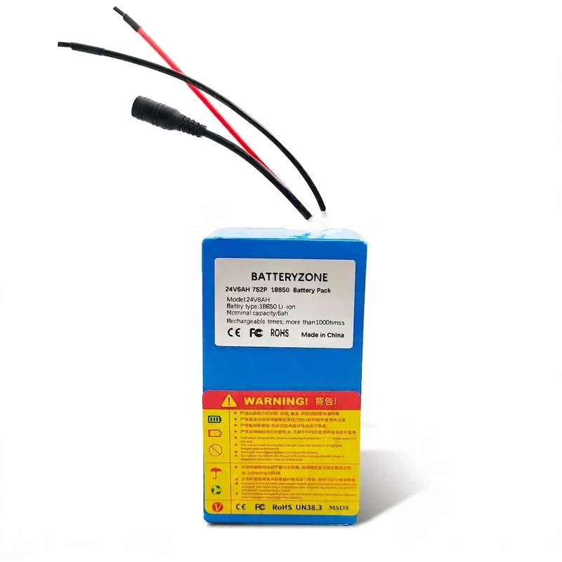 24V 6Ah 7S3P 18650 Battery 29.4V with BMS for Electric Bike 29.4V 2A Charger Included