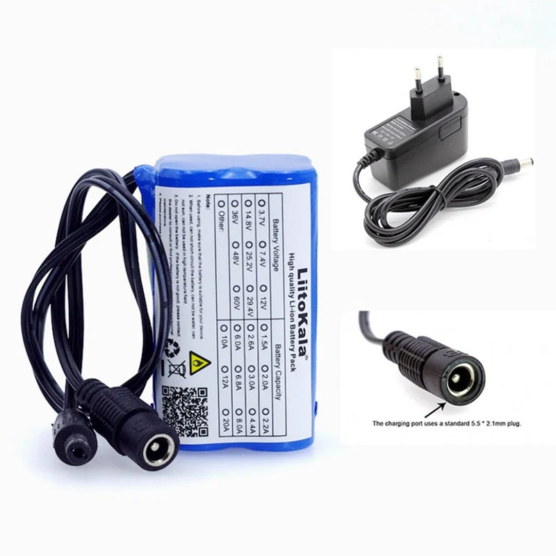 2S2P 7.4V 5200mAh 18650 Protect Li-ion Battery for Bicycle Lighting Headlamp DC and Charger
