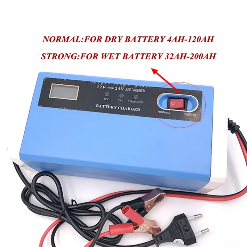 Charger 110V / 220V To 12V 24V 10A Charging for Wet/Dry Lead Acid Digital LCD Display