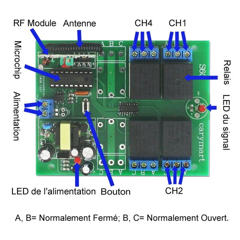 4 Canaux 220V 2200 Watt Kit Interrupteur Sans Fil Avec Télécommande (Modèle: 0020400)
