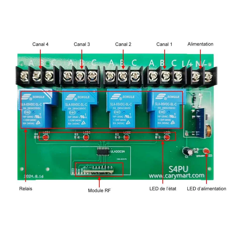 CC Kit Interrupteur Télécommande Sans Fil 10~80V 4 Voies 30A Relais (Modèle: 0020444)