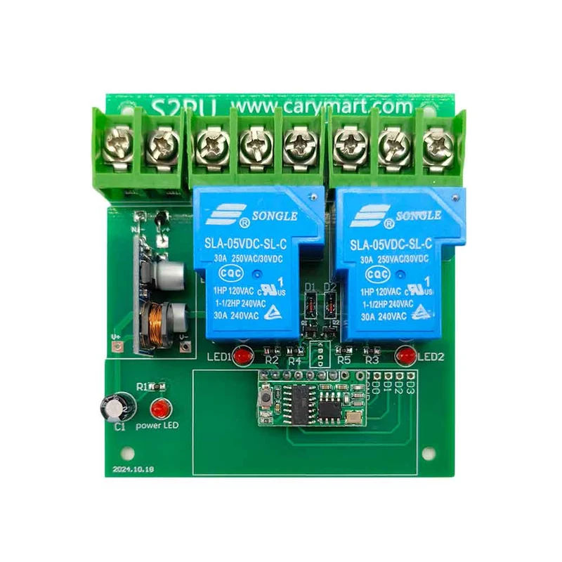 10~80V interrupteur relais 30A 2 voies avec télécommande sans fil (Modèle: 0020336)