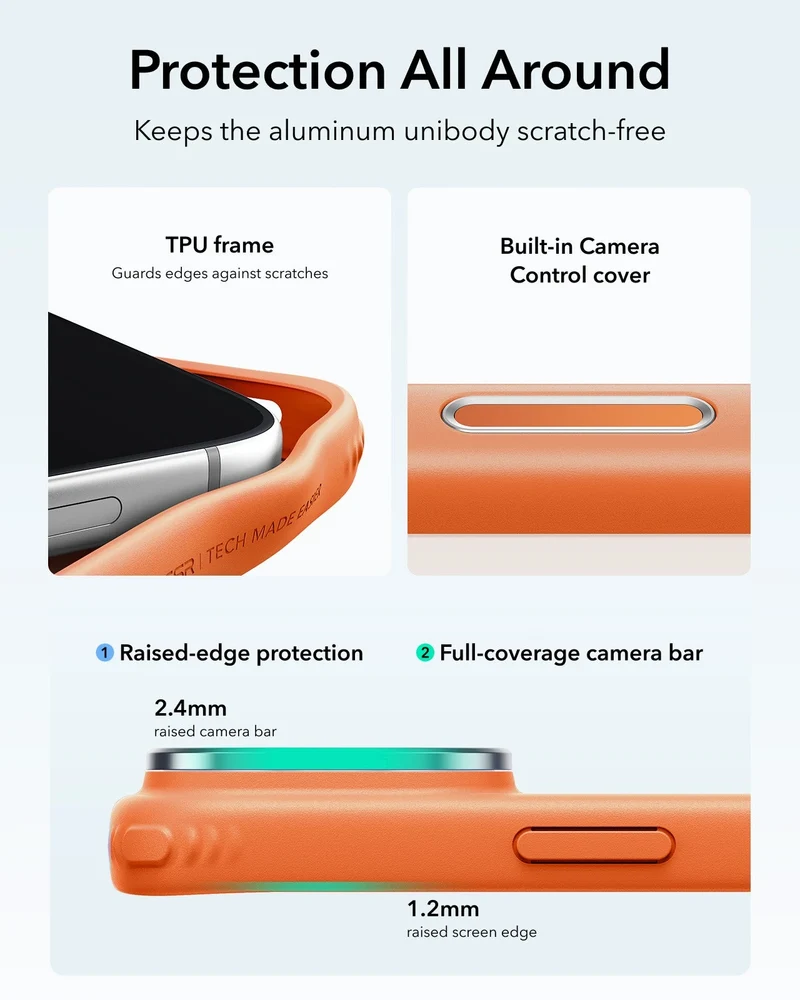 iPhone 18 Pro Max Classic Hybrid Magnetic Case with Camera Control and Flex Stand - Frosted Orange