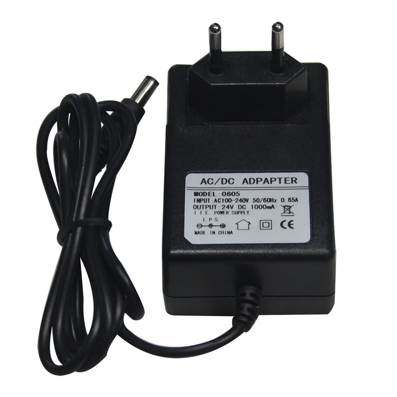 Adaptateur d’Alimentation CC 24V 1A Standards Européen Américain Britannique Australien (Modèle 0010134)