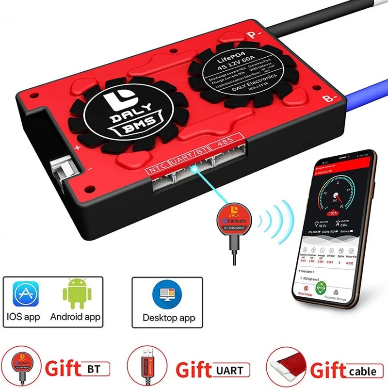 Daly Smart Bms Lifepo 4S 12V 60A Bluetooth BMS Board Ithium Battery Protection Board 1866128