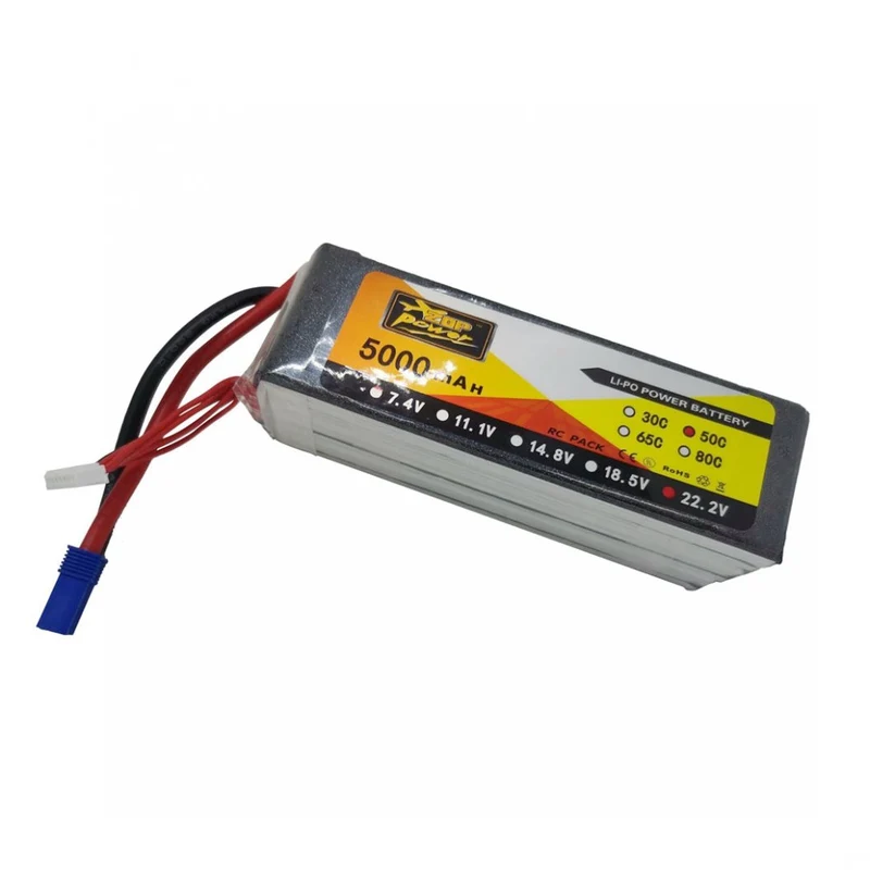 2x EC5 22.2V 5000mAh 50C 100C 6S RC Lithium Polymer Battery Align 7.2 Yak 54 Helicopter Drone