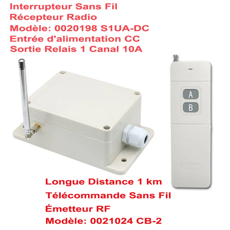 CC Kit Interrupteur Télécommande Sans Fil Sortie Relais 1 Voie 10A (Modèle: 0020198)