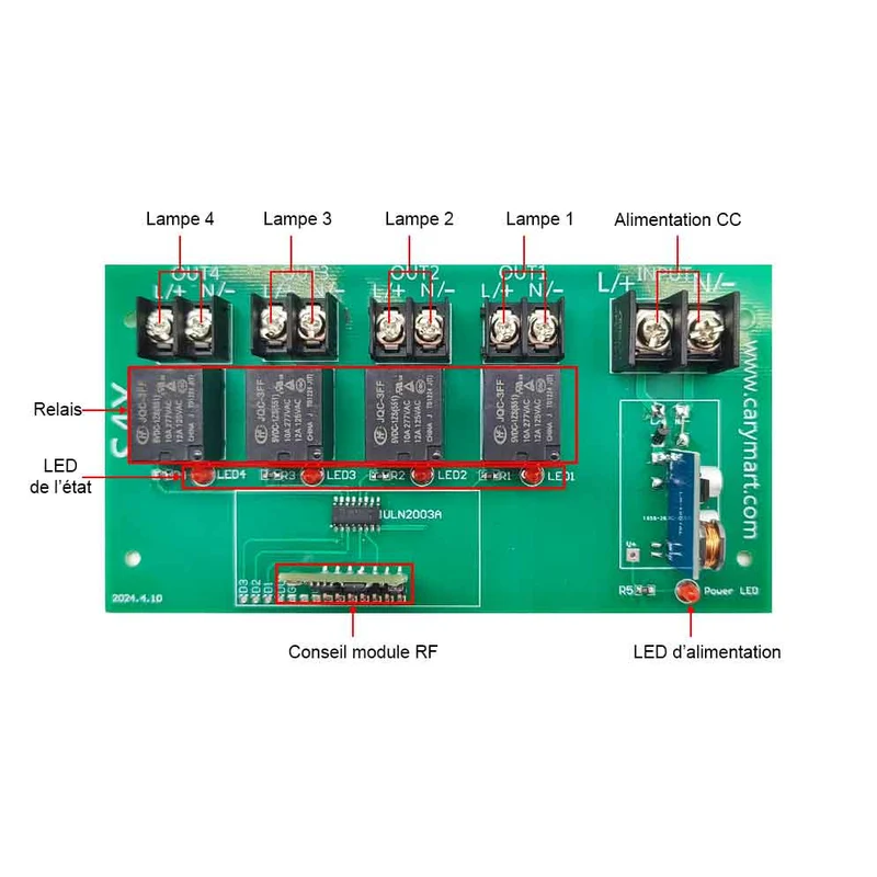 2 Km Kit Interrupteur Télécommande Sans Fil 4 Canaux CC 8~80V (Modèle: 0020218)