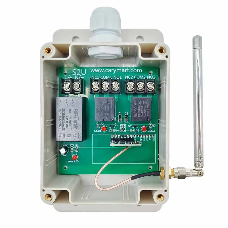 230V kit interrupteur relais sans fil 2 voie 10A avec télécommande 1km (Modèle: 0020471)