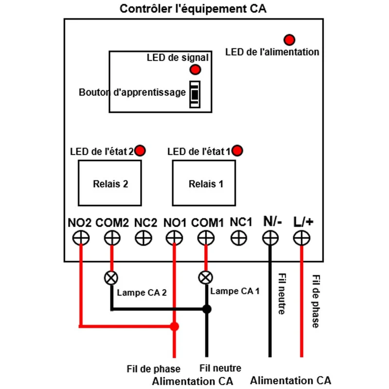 230V kit interrupteur relais sans fil 2 voie 10A avec télécommande 1km (Modèle: 0020471)