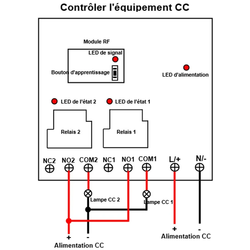 CC 2 canaux 30A kit interrupteur relais télécommande sans fil 1 km (Modèle: 0020339)