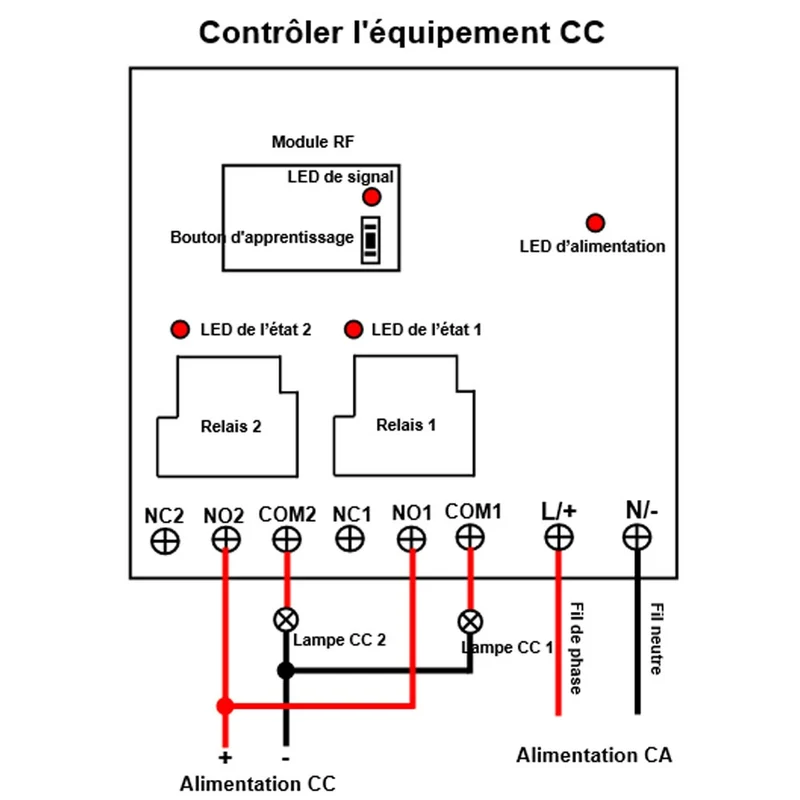 230V kit interrupteur relais sans fil 2 voie 30A avec 1km télécommande (Modèle: 0020341)