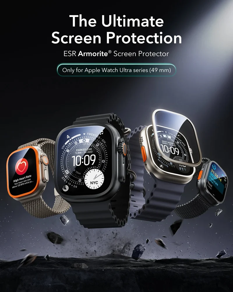 Apple Watch Ultra 4 Armorite Screen Protector (Bezel) - Titanium / Orange
